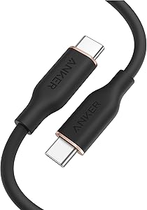Anker PowerLine III Flow USB-C & USB-C ケーブル Anker絡まないケーブル 240W 結束バンド付き USB PD対応 シリコン素材採用 iPhone 17 / 16 / 15 / Galaxy iPad Pro MacBook Pro/Air 各種対応 (1.8m ミッドナイトブラック)