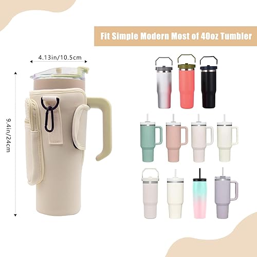 Miniatura 6 de 7PCS Water Bottle Carrier Bag, Stanley Cup Holder with Strap Pouch 40 oz Stanley Cup Carrier with Stanley Tumbler Accessories Spill Leak Proof