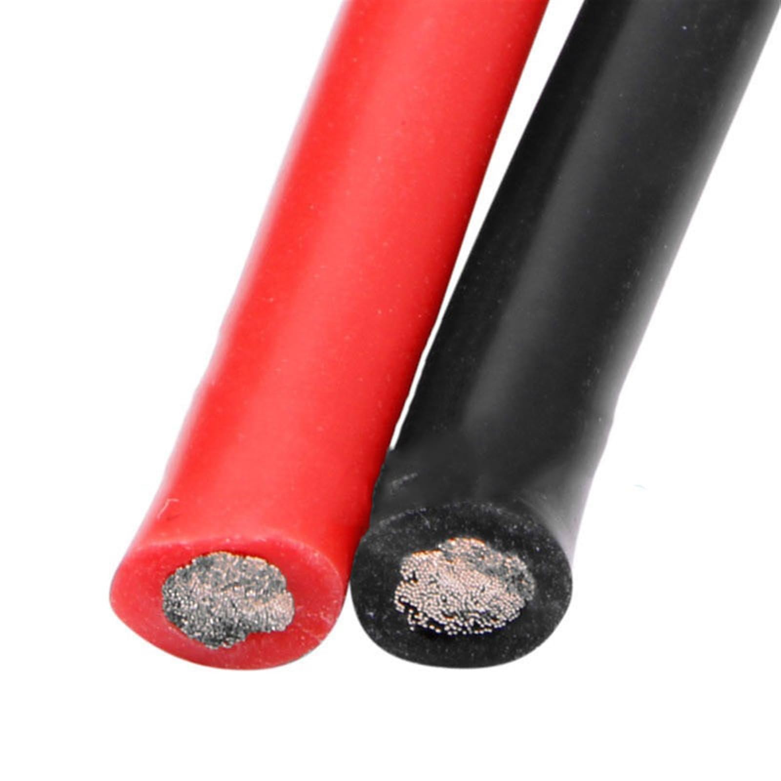 Outdoor Extension 2 Meter Silicone Insulated Extend Electrical Cord 10AWG to 16AWG 1 Meter Red and 1 Meter Black Cable Tinned Copper Electric Wire Solar sheathed(Size:100cm,Color:12 AWG)
