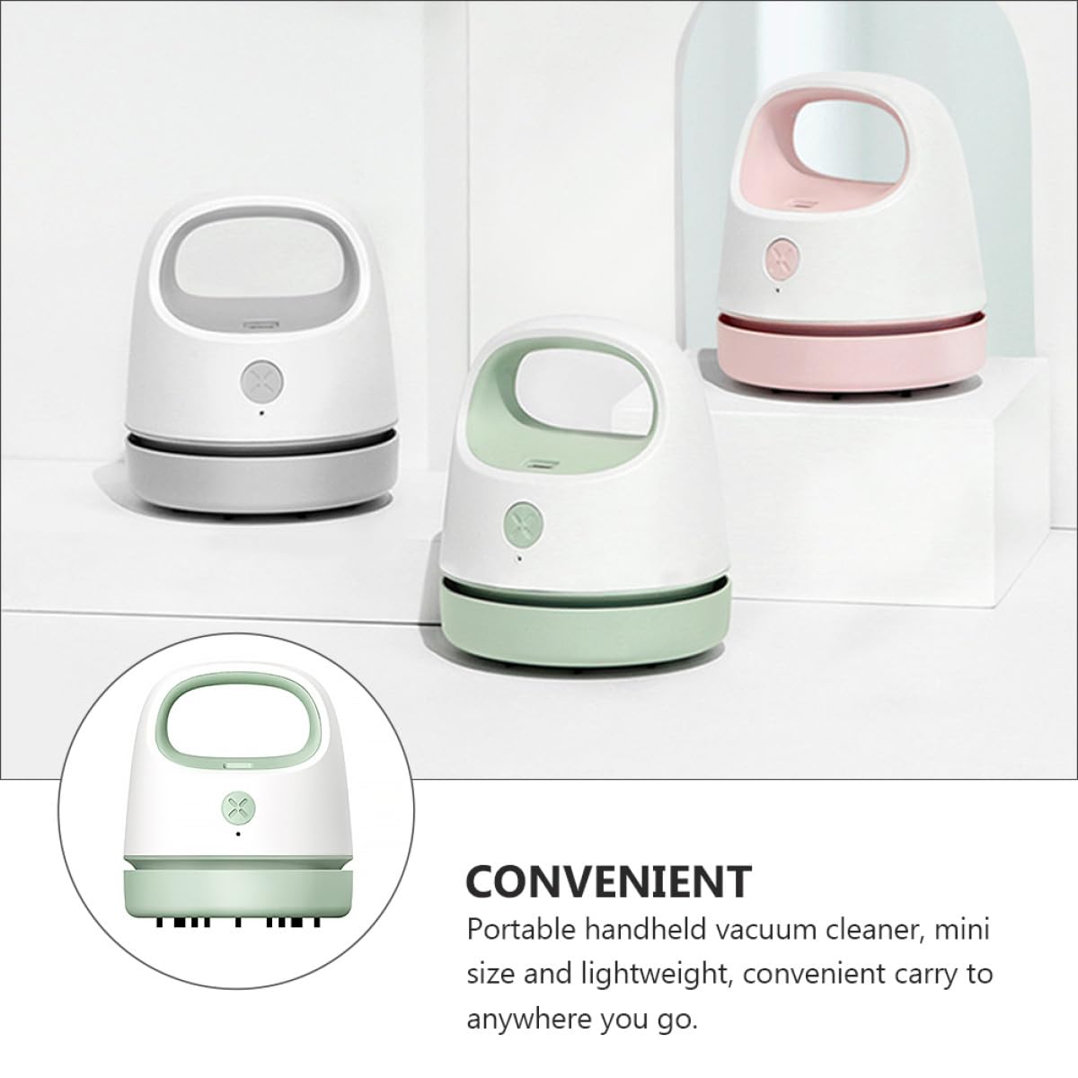 Abaodam Aspirapolvere Portatile da Tavolo Wireless Design Ergonomico, Materiale Abs, per Casa e Ufficio, Pulitore Elettrico Ricaricabile e Compatto