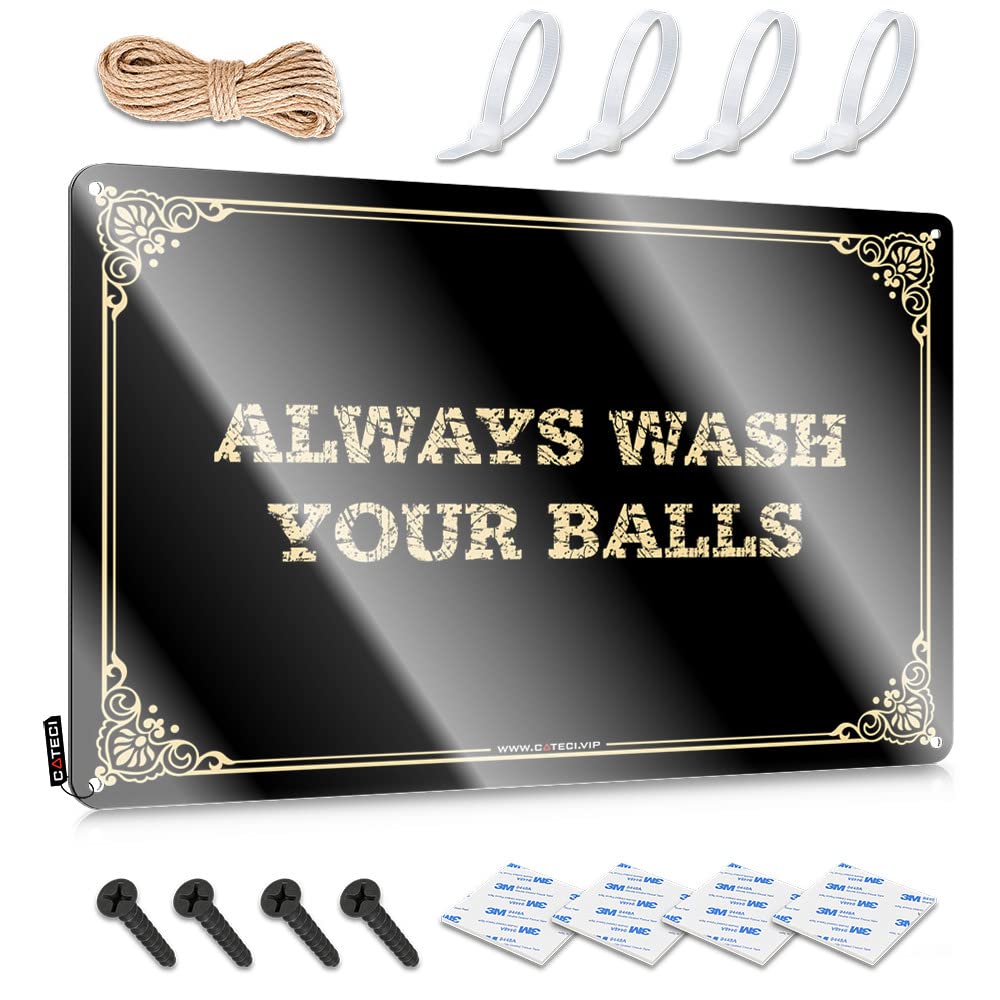 Metal Home Bar Signs Always Wash Your Balls Tin Sign Bar Wall Decor Funny Desk Signs(20X30CM)