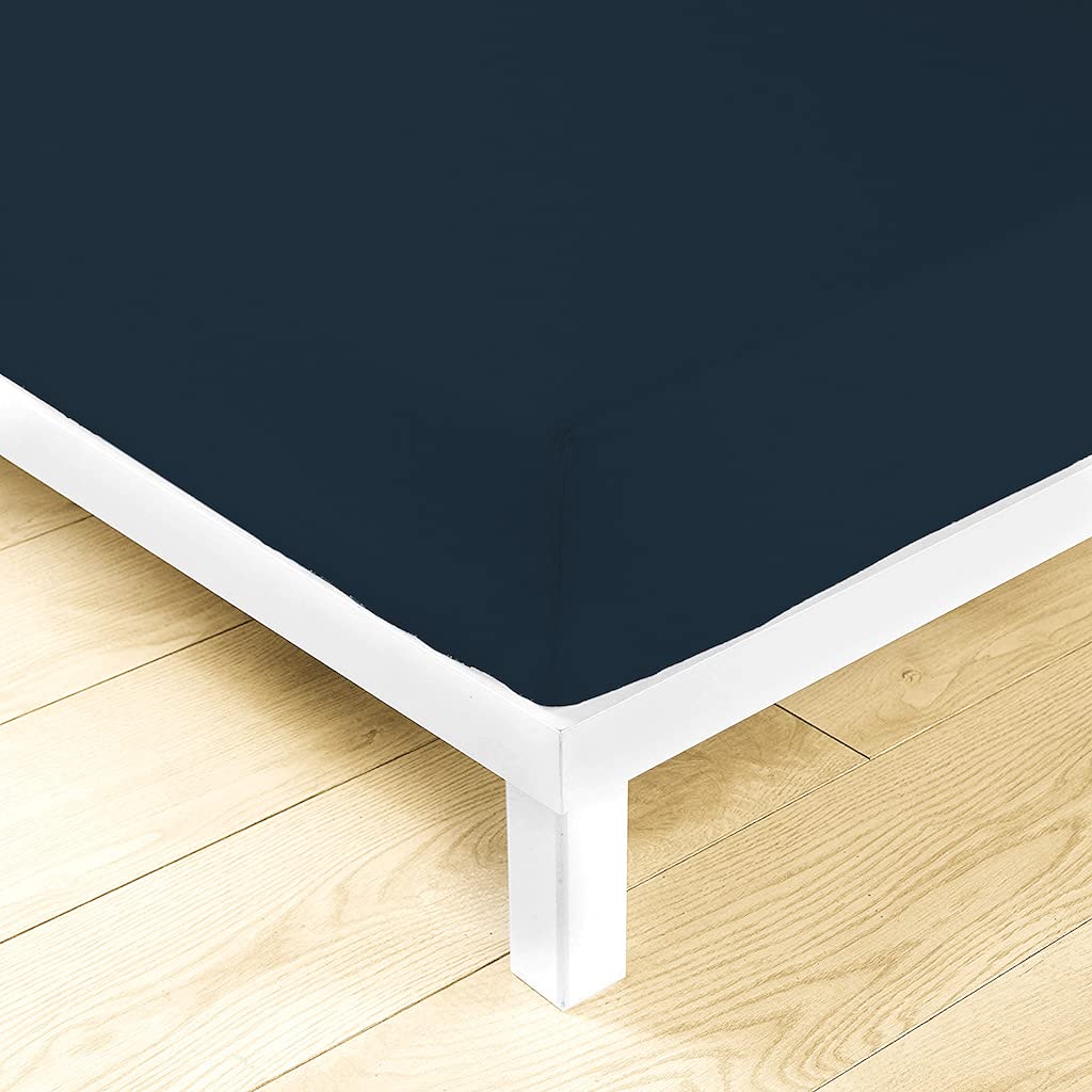 LARA MORADA - Set Completo Lenzuola Una Piazza E Mezza, Misura Francese, 100% Cotone, Made in Italy, Tinta Unita, per Letto 1 Piazza E Mezza 140x200cm, Blu