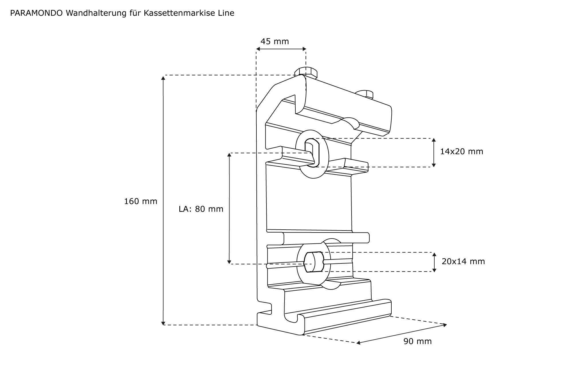 paramondo Wall bracket for cassette awning, line awning, wall bracket, awning accessories, bracket, anthracite-matt Garden