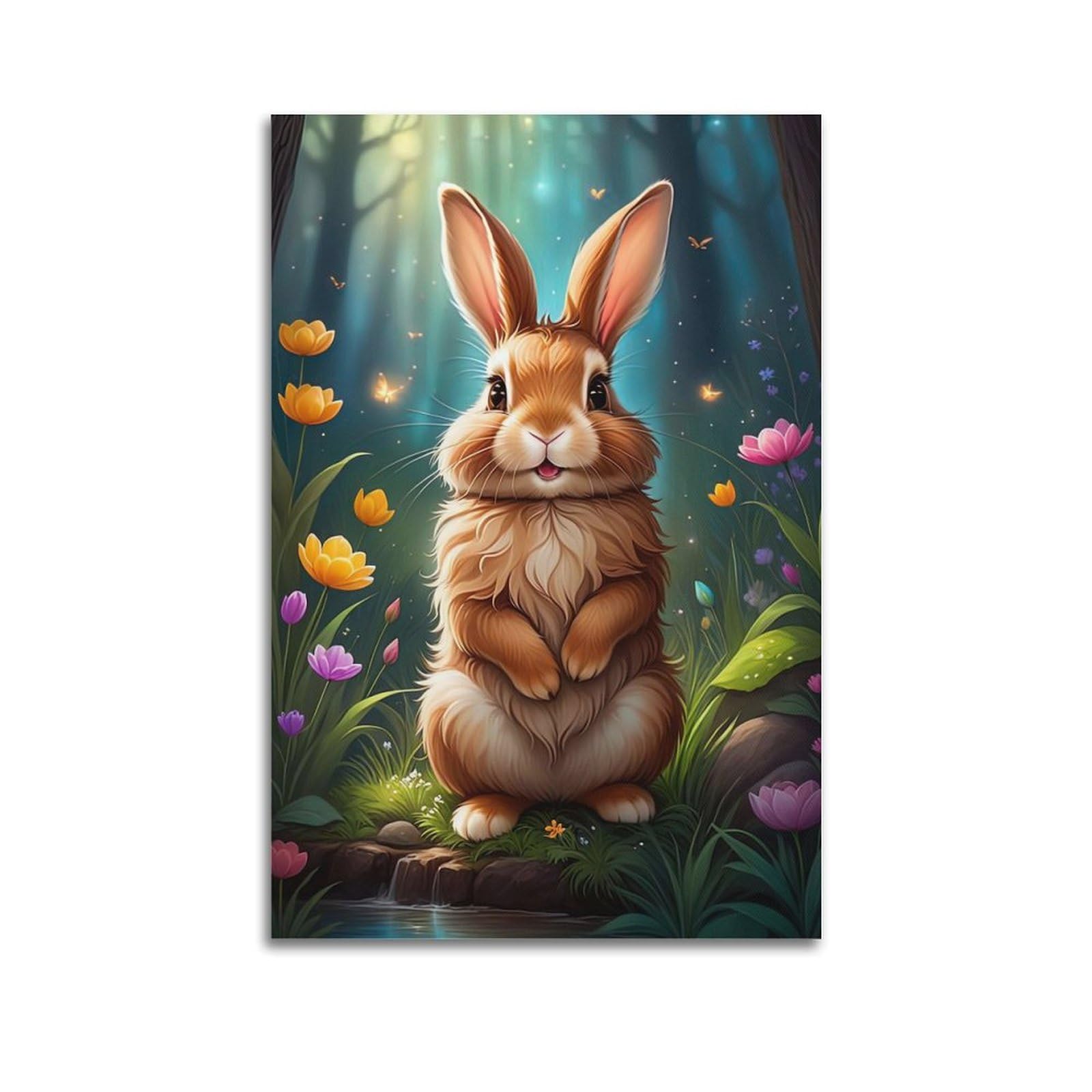 CXHJCA Animal Poster Rabbit by The River Poster Decorative Painting Canvas Wall Posters And Art Picture Print Modern Family Bedroom Decor Posters 24x36inch(60x90cm)