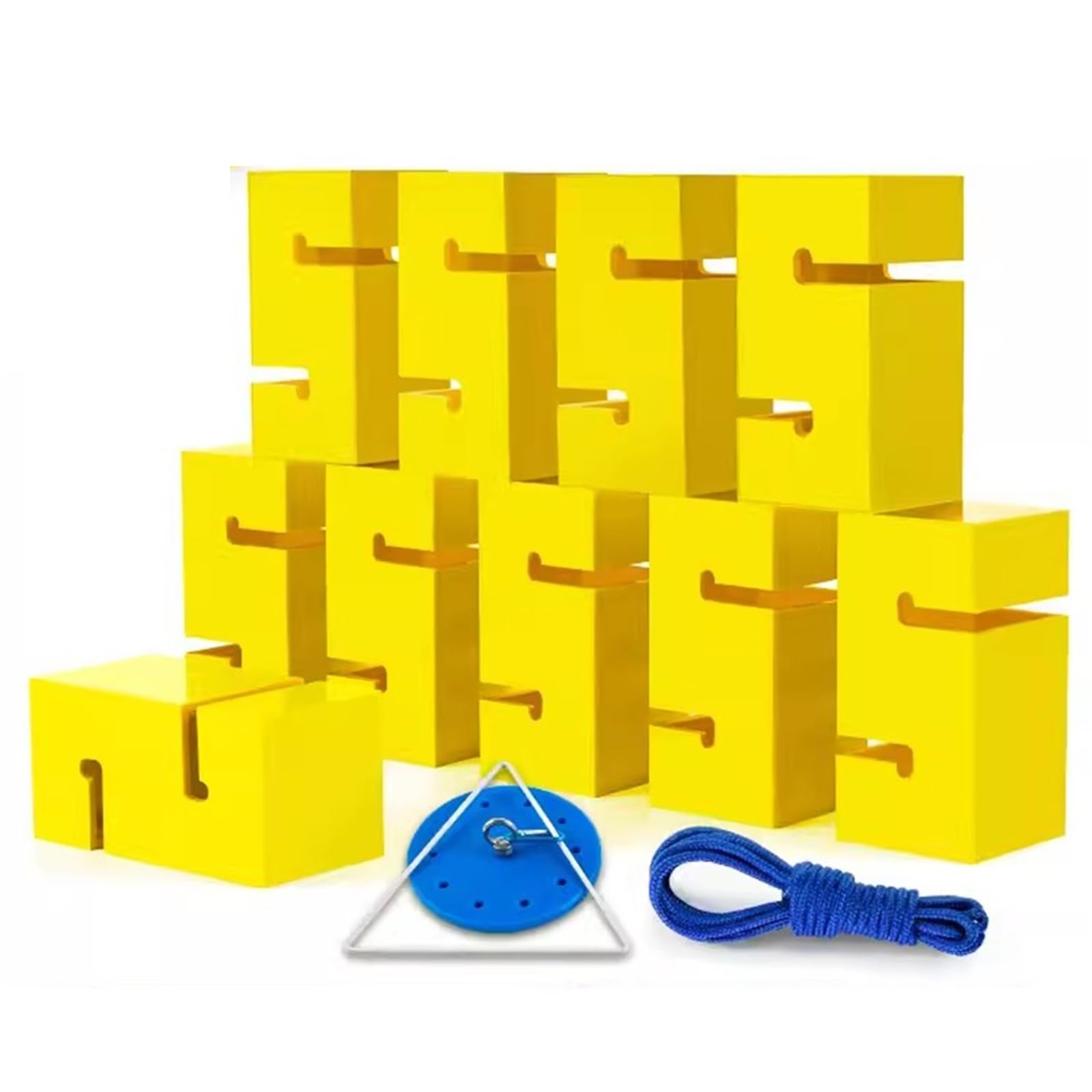 polegające na budowaniu wież z klocków, Gra blokowa do budowania zespołu Wieża Wielokolorowa 5/8/10 szt. Z torbą przenoszenia(Yellow,10PCS)