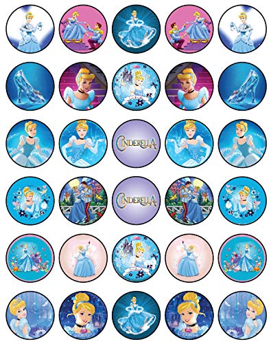 30 x Edible Cupcake Toppers Themed of Fairytale Princess Collection of Edible Cake Decorations | Uncut Edible on Wafer Sheet