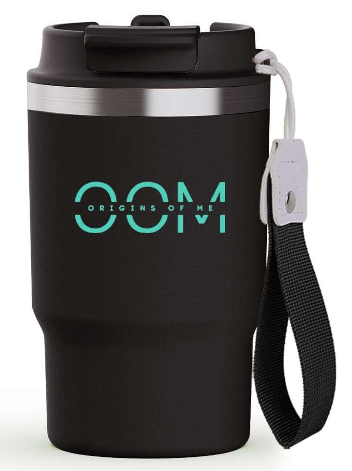 OOM 475ml /16oz BlackTravel Coffee Mug, Double Walled Stainless Steel Vaccum Tumbler with Multifunctional lid-Spout & Straw Option, Leak Proof, Thermos mug, 8Hr Hot &12Hr Cold, Black