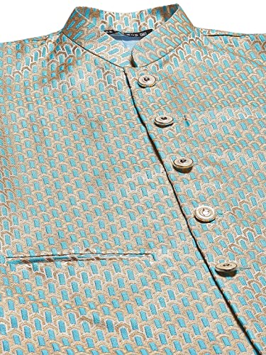 Kurta en soie pure vert mer pour homme : ensemble de pyjama d'exception - 2