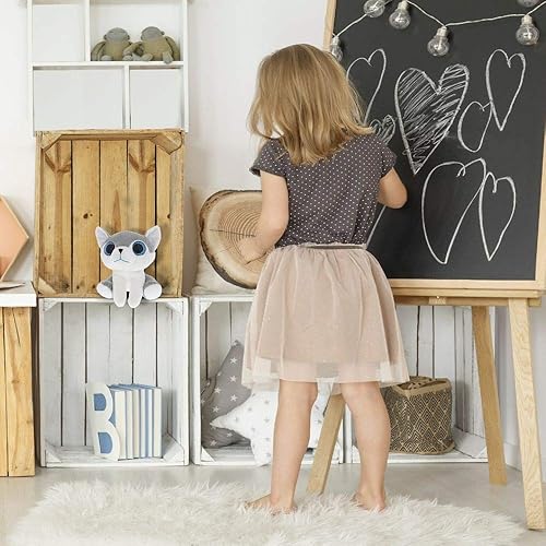 Miniatura 5 de DolliBu Sparkling Big Eye Wolf Wild - Colección de peluche suave, Storytime Buddy, Ice Direwolf Puppy de peluche, Peekaboo Critters - Lobo pequeño