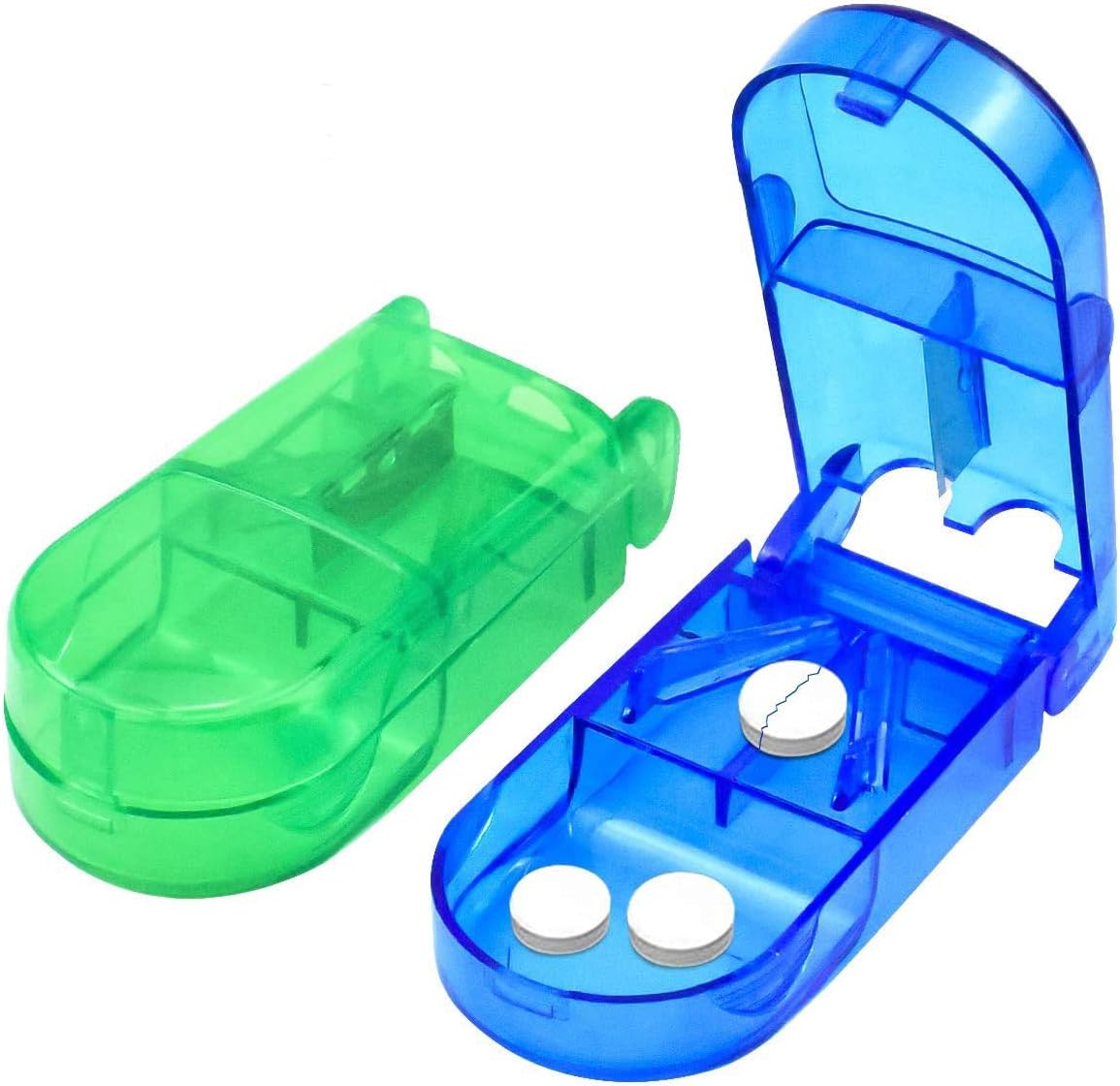 Pill Cutter for Large Small Pills, 2 in 1 Pill Box Pill Splitter Cut