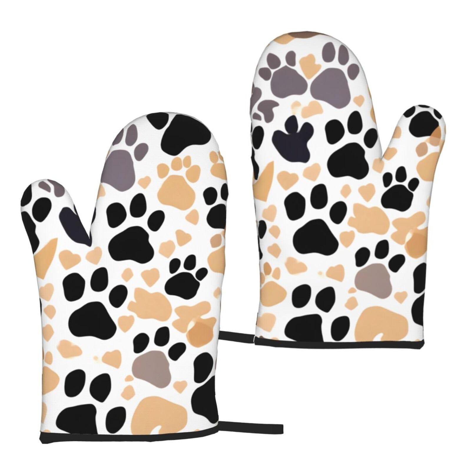 Cute Dog Paw Prints Print Heat Resistant Universal Fit Oven Microwave Gloves Home Cooking Baking Grilling