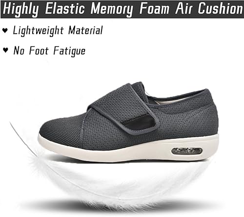 Miniatura 8 de Zapatos para diabéticos para mujer con cierre ajustable, zapatos de edema de ancho ancho, antideslizantes, para pies hinchados para ancianos, Beige