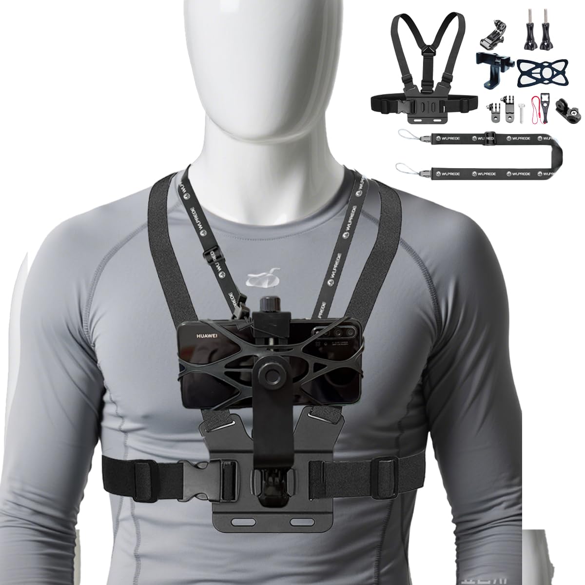 Phone Chest Mount POV Phone Holder with Adjustable Strap for iPhone 16 Pro Max Plus 15 14 13 12 - Hands Free Fishing Accessories and Equipment - Chest