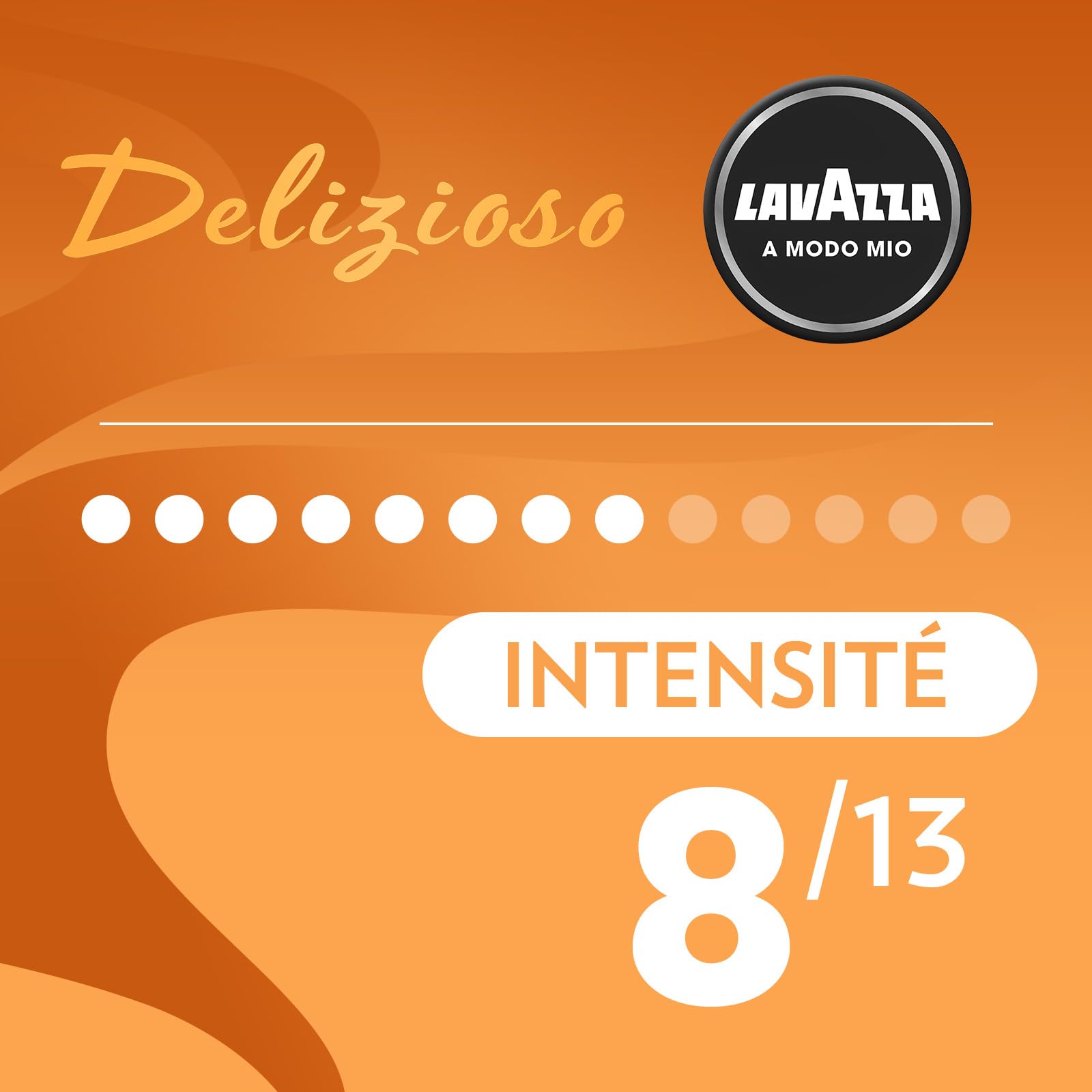 LAVAZZA - A Modo Mio Espresso Delizioso, 128 Capsules de Café, pour un Espresso aux Notes Aromatiques de Fleurs, 100% Arabica, Intensité 8/13, Torréfaction Moyenne, 8 Paquets de 16 Capsules