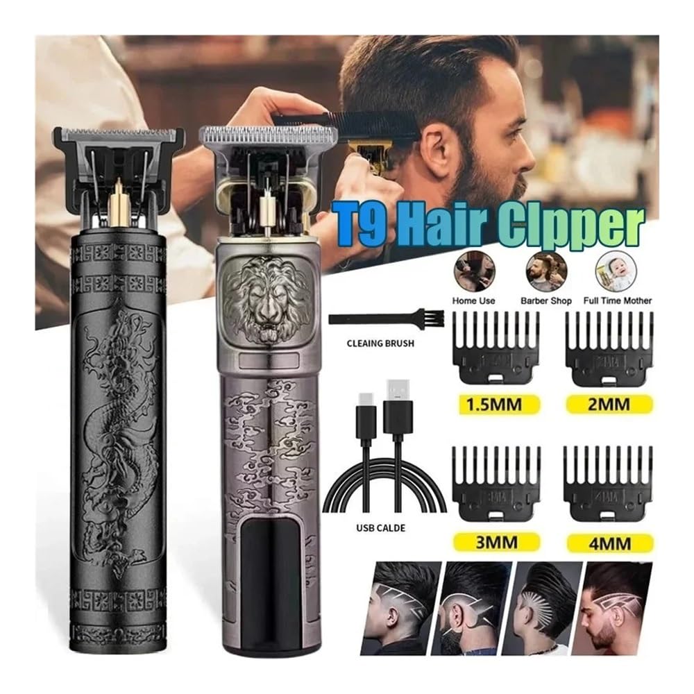 Rasoio ricaricabile per capelli, rasoio da uomo, per adulti, elettrico, con ricarica USB, display LCD, senza fili, senza fili (NoAccessoriesBA)