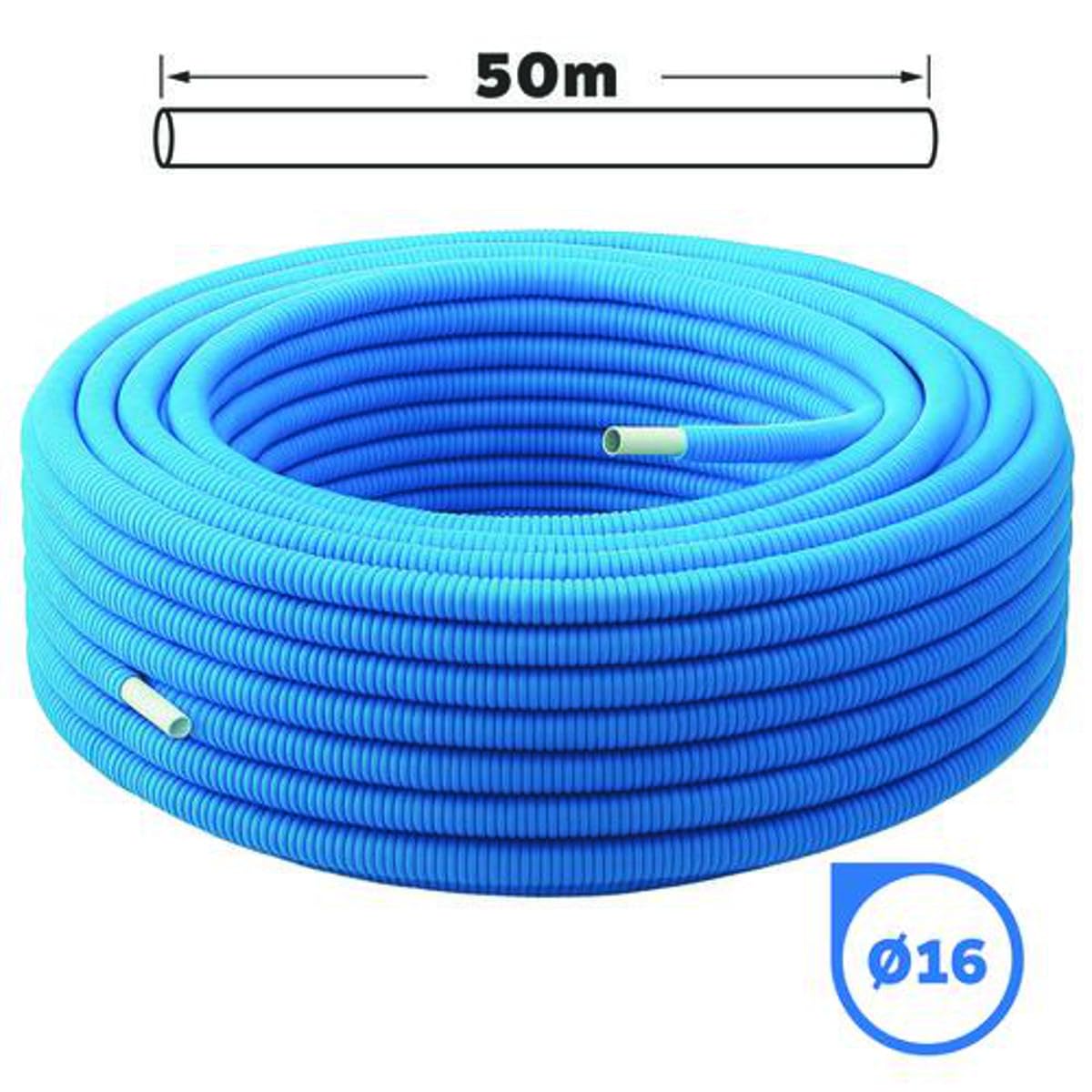 SOMATHERM FOR YOU - Rollo Tubo Multicapa Prerecubierto Azul Ø16 Longitud 50m - Agua Caliente y Fría Sanitaria - Tmin 5°C/Tmax 100°C - Presión Máx 10 Bar - Barrera Antioxidante