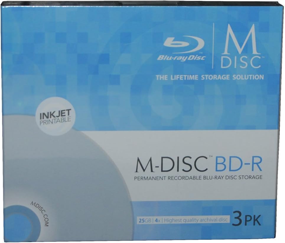 MILLENNIATA BD-R M-DISC Pack of 3 printable SlimCase 25G