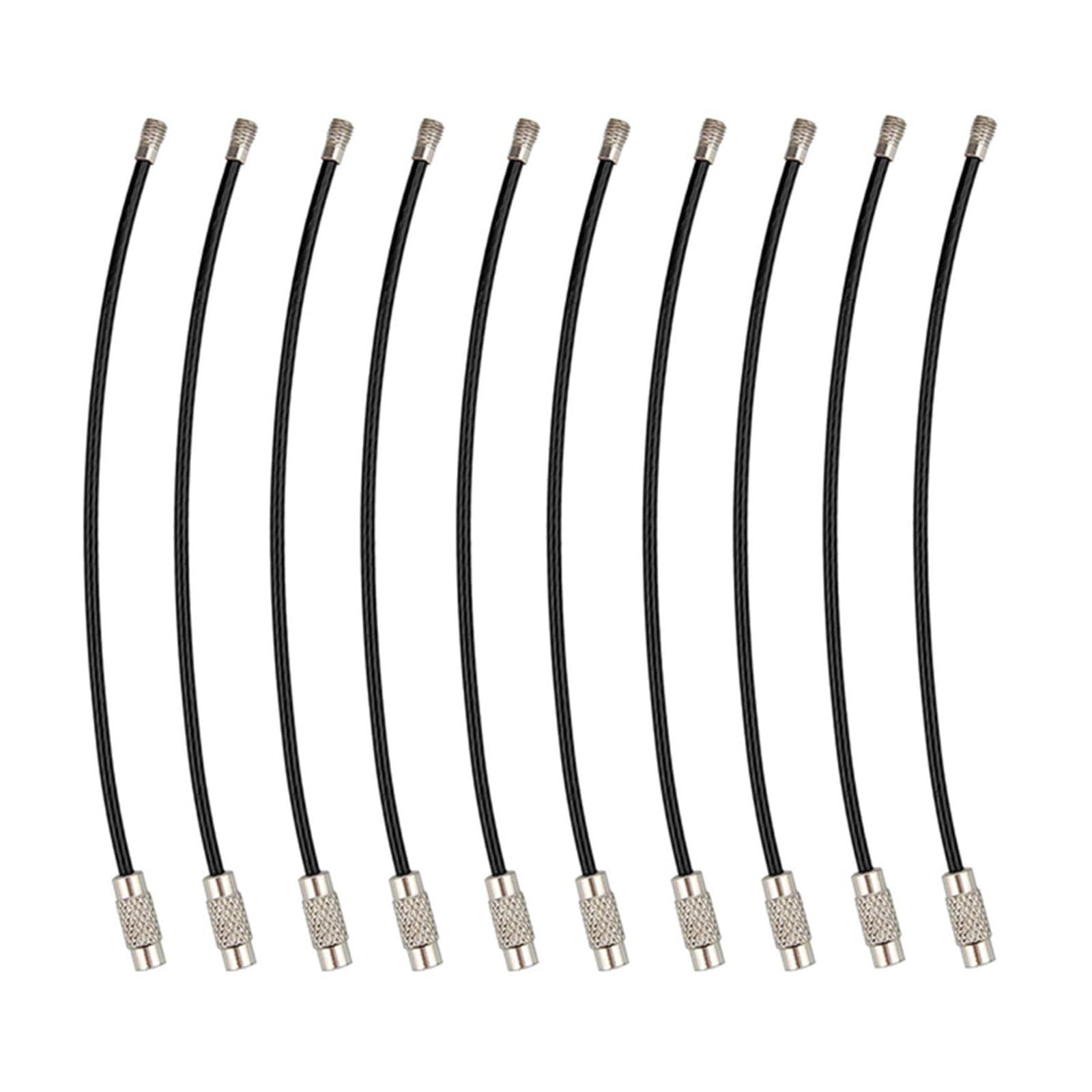 Key Ring Wire Rope Coated Wire Rope 50pcs 10/15CM Tag Rope Wire Cable Loop Screw Lock Gadget Rings Key Keyring Circle Camp Rope(Black,2x150mm)