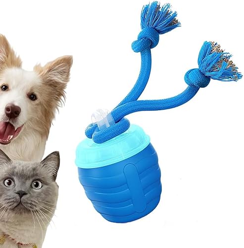 Vtyer Interaktives Hundespielzeug, 2025 Neu Smart Automatisch Rollender Ball mit 3 Modi HundegeBell Bluetooth, Hundespielzeug Mit Schnur Katzenspielzeug Elektrisch 360° Interactive Dog Toys (Blau)