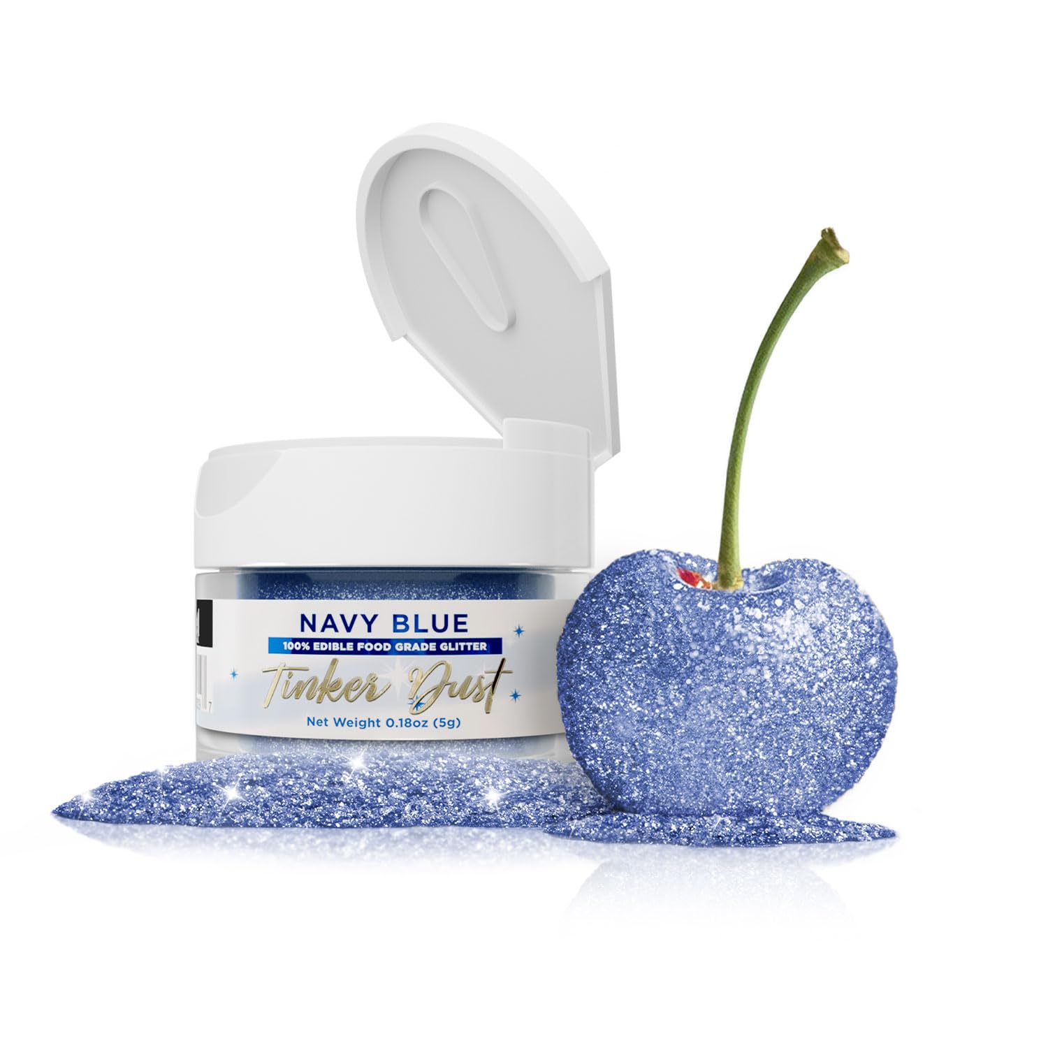 Bakell Navy Blue Tinker Dust®, 5 Gram | KOSHER Certified | 100% Edible Glitter | Cakes, Cupcakes, Cake Pops, Drinks, Glitter & Dusts (Navy Blue)
