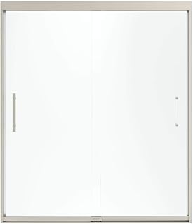 STERLING, a KOHLER Company Finesse Peak Sliding Shower Door, 70-1/16 In. H x 59-5/8 In. Max Opening, Nickel with Smooth Clear Glass,