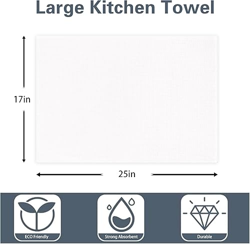 Miniatura 4 de PY HOME & SPORTS Juego de toallas de cocina, 100% algodón, tejido gofre, 8 piezas, súper absorbentes (17 x 25 pulgadas, juego de 8)