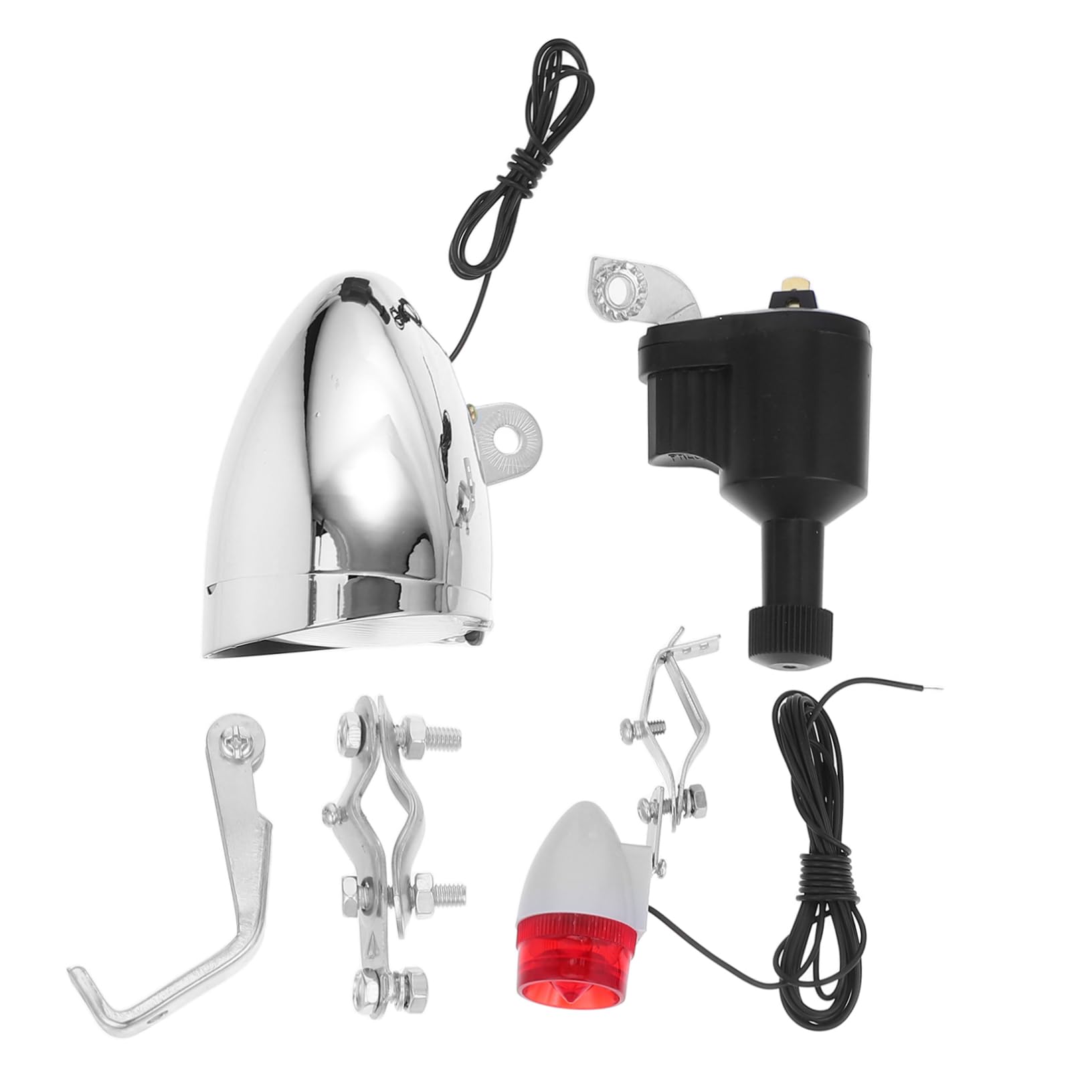 ibasenice Kit Éclairage sans Piles avec Lampe Puissante et Feu Arrière Sécurisé Accessoires avec Moteur à Friction et Support Compatible VTT Vélos