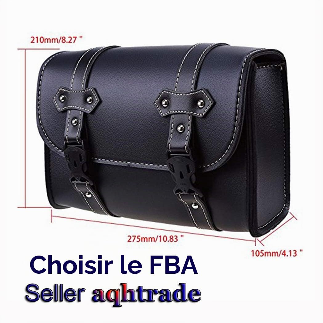Sac de Selle en Cuir Moto Noir Kit Sac de Voyage Universel Sac de Rangement