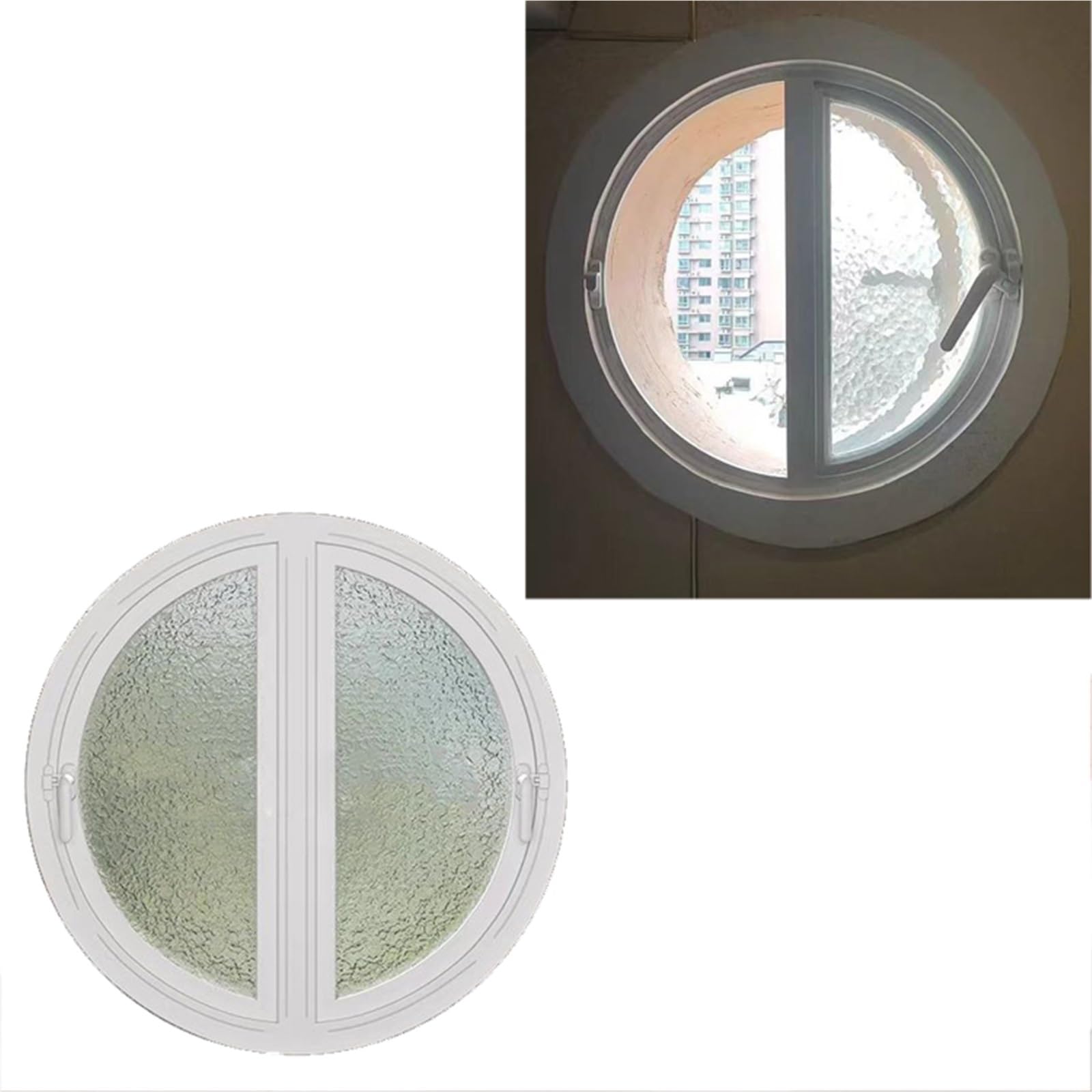 Ventana Giratoria sobre Eje Central Fabricada en Aleación de Aluminio con Diseño de Doble Manilla Y Apertura hacia El Exterior Ventanas Redondas con Ventilación Equipadas con Vidrio Templado