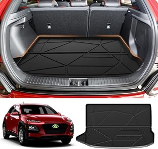 FIILINES Custom Fit for Trunk Mat 2021 Hyundai Kona 2023 2022 2020 2019 2018 (Not Fit Hybrid and EV) Cargo Liner Kona Accessories All Weather Rear Cargo Trunk Floor Mat