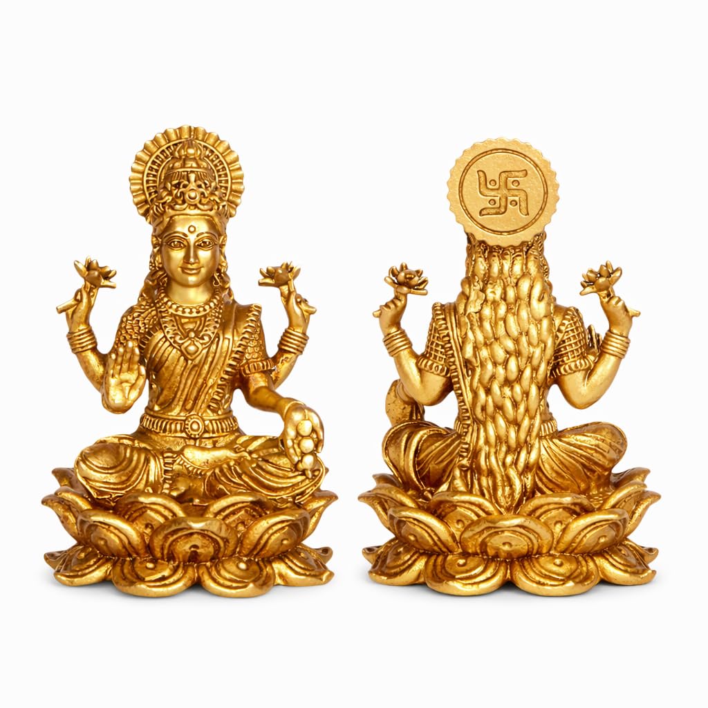 100% Pure Brass (5cm Pital Murti) Lord Ganesh/Maa Lakshmi Devi Idol for Divine Décor & Auspicious Gift Purposes. (Lakshmi)-picture-10