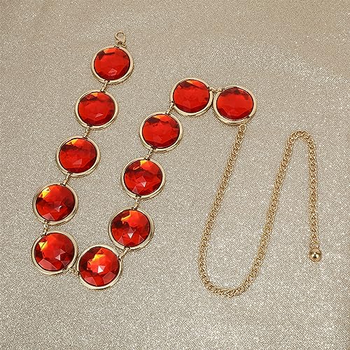 VONMELLI Halloween Cosplay Waist Belt for Women Adjustable Stone Chain Red Gems Belt for Halloween Costumes 5