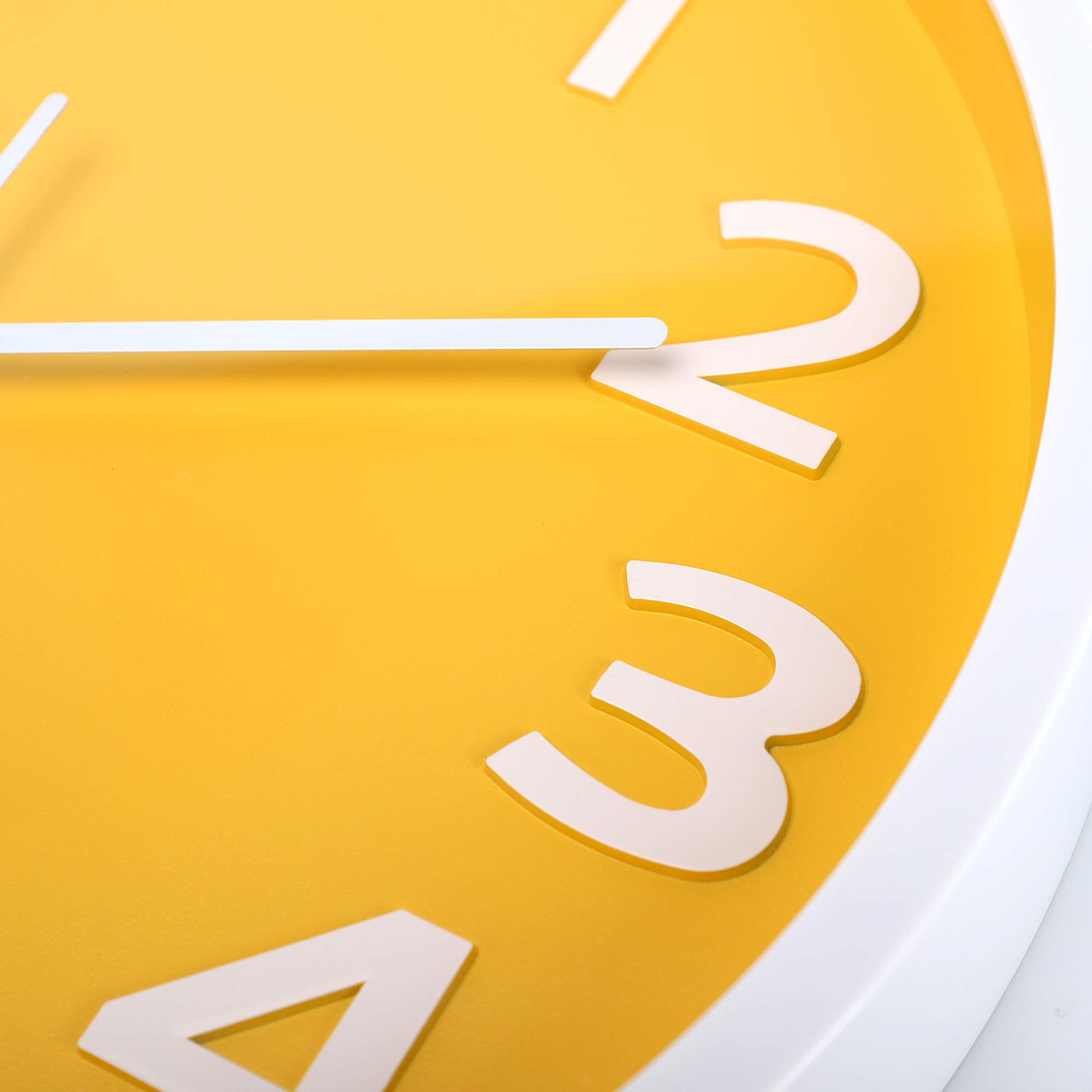 Lafocuse 30cm Orologio da Parete Numeri 3D Grande, Giallo Moderno Silenzioso Facile da Leggere, Orologio da Muro senza Ticchettio per Cucina Camera da Letto Soggiorno Ufficio