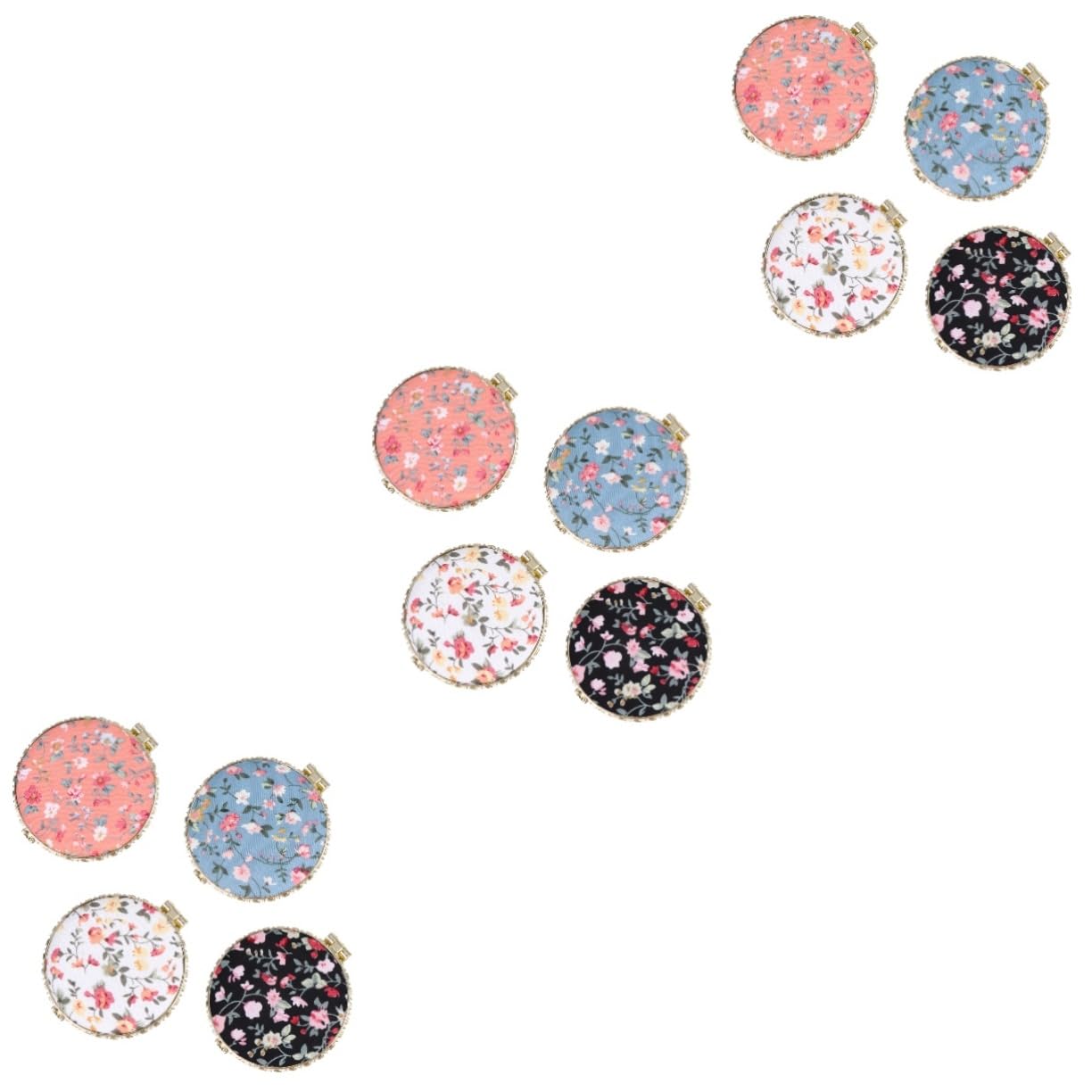 FOMIYES 12 Piezas Mini Espejo De Maquillaje Portátil Plegable De Doble Cara con Impresión De Tela Retro Espejo Compacto Personalizado Maquillaje Redondo Espejo De Mano Perder Ronda Resina