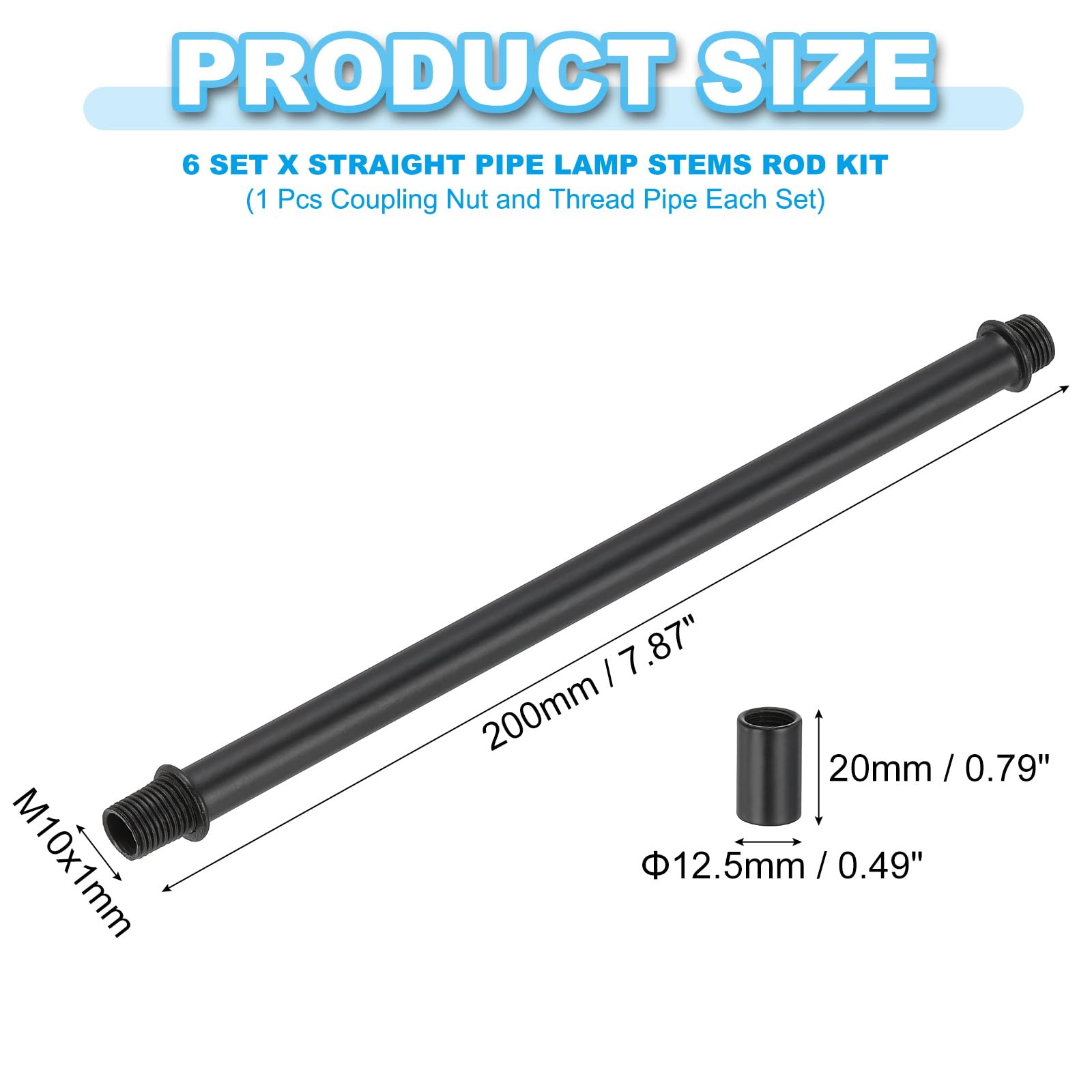 PATIKIL Straight Pipe Lamp Stems Rod Kit - Image 2