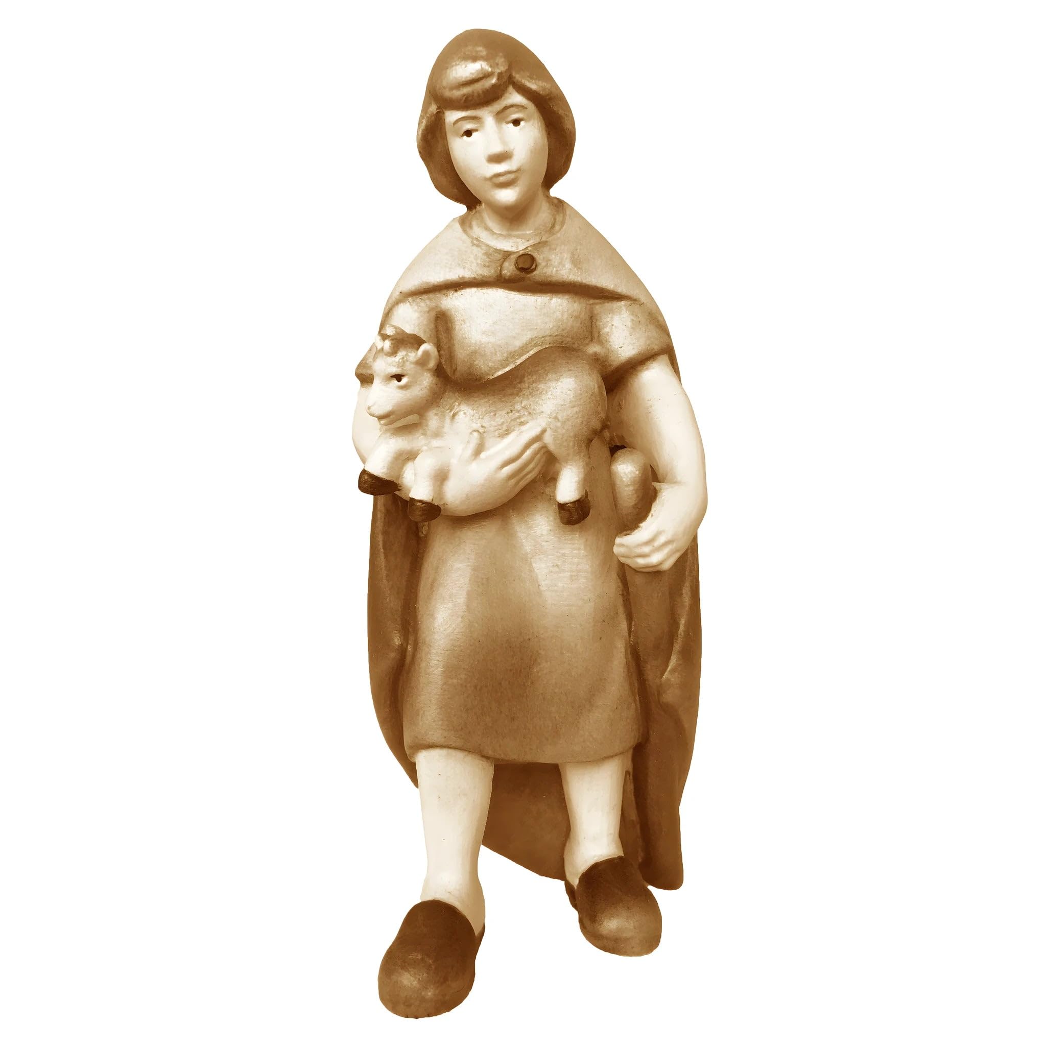 Dolfi figurka pasterska z kozą do szopki 10 cm | Ręcznie barwione drewno w Val Gardena | Figurka szopki
