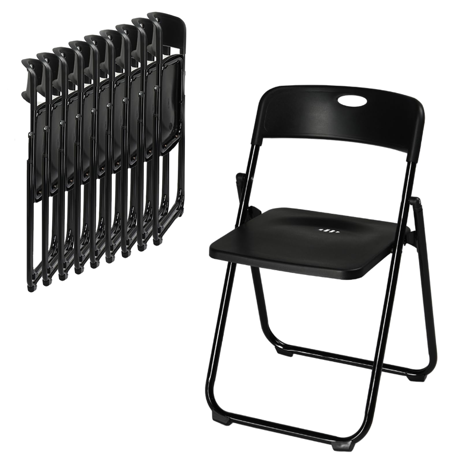 Karl home 10 Pcs Folding Chair, 300LBS Lightweight Foldable Plastic Chair, Reinforced Metal Frame Easy to Fold & Store for Indoor & Outdoor, Wedding,