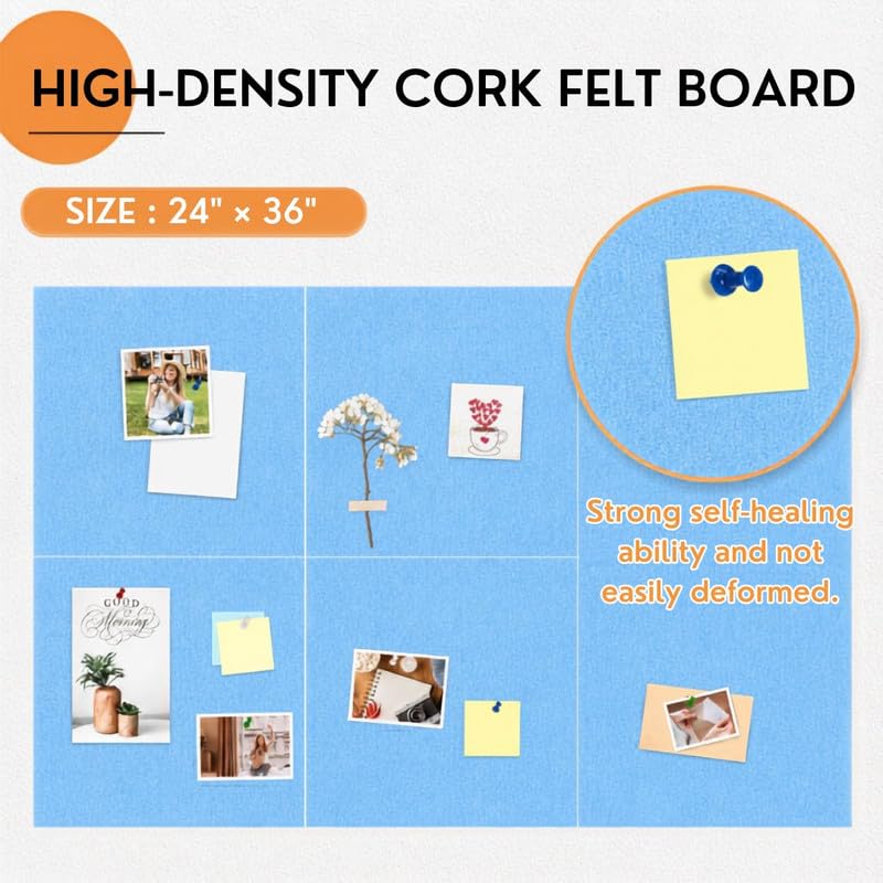 Image of QUIET CANVAS Acoustic Wall Square Pinboard, 1x1ft, Pack 6, 50PushPins Blue