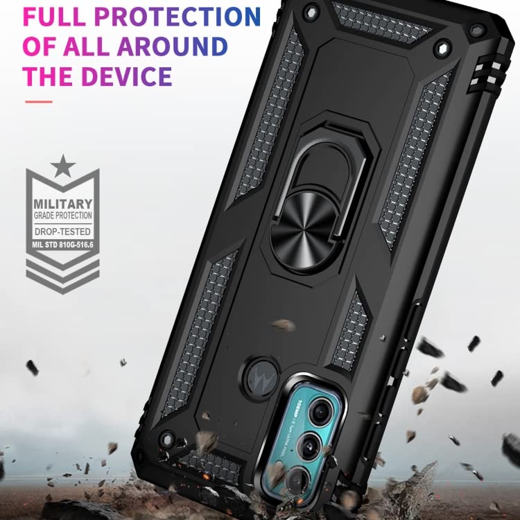 Image of Back Cover for Moto G51 5G Back Cover Case Shockproof Slim Armor Aramid Carbon Fibre Rugged TPU for Motorola Moto G51 Mobile Phone, Mystic (Black)