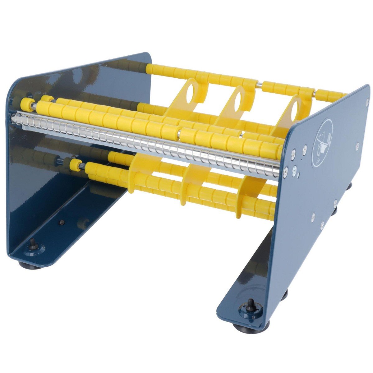 Etikettenspender Labelspender aus Stahl für Haftetiketten Tischgerät manuell bis 212 mm inklusive 3 Rollenteiler
