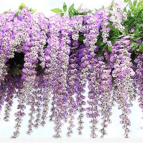 The Fellie 12 PACK Artificial Wisteria Hanging Garland Flowers Arts Ceremony Home Wedding Christmas Decoration (Purple) Cover