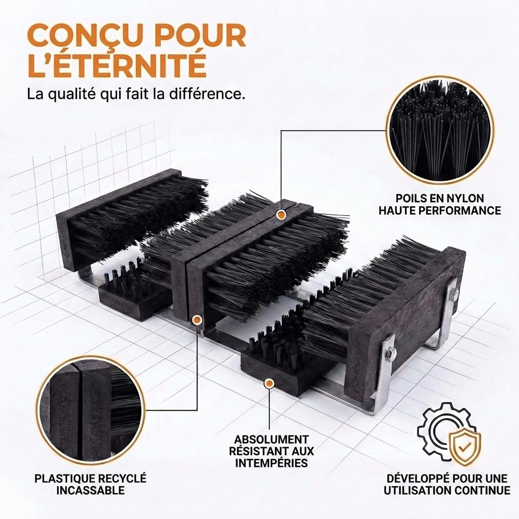 Grattoir à Chaussures avec Support Borstelshop - Paillasson d'extérieur - Brosse grattoir à Chaussures d'extérieur - Paillasson Robuste - 60 x 30 cm - Noir