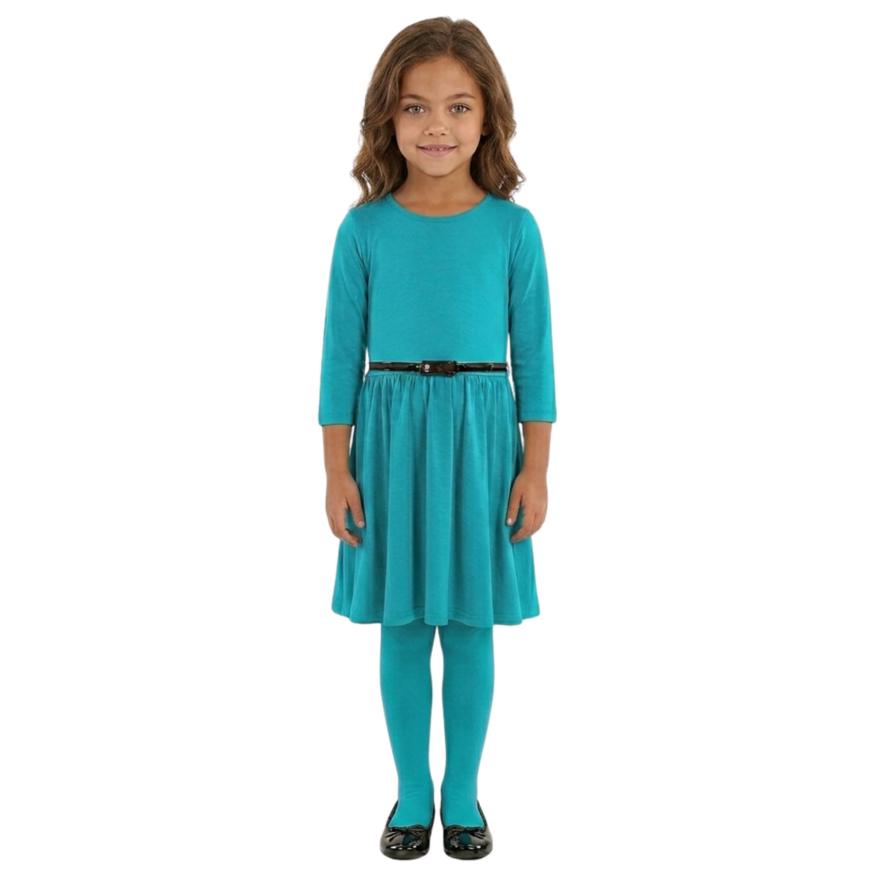 A2z 4 Kids Girls Turquoise Skater Dress Party Fashion Dresses With Free Belt Summer Dress Skater Dress Party Fashion Dresses - 3/4 Skater 13.
