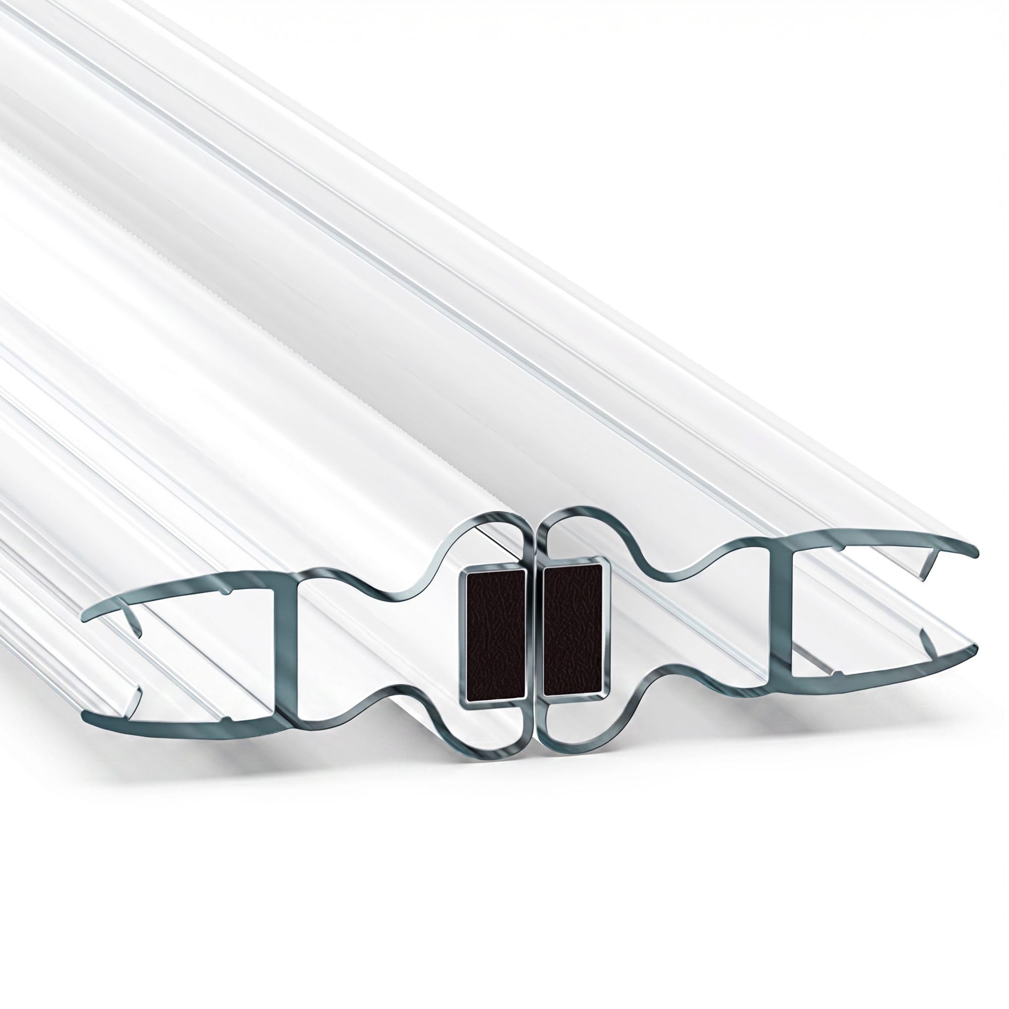 Bagnoxx Transparent 2X 2M Shower Door Seal, Magnetic Shower Screen Seal For 8Mm Glass, 180°, Clear, Magnetic Seal Strip For Glass Shower Door
