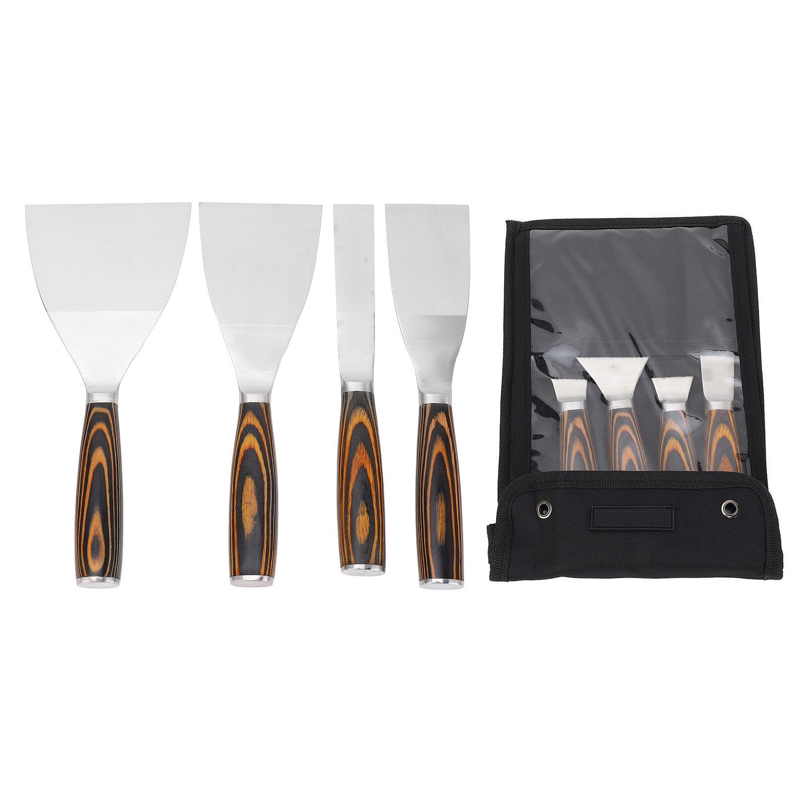 Set di 4 Coltelli per Stucco, Set di Coltelli per Cartongesso Strumento Raschietto per Cartongesso, Coltelli per Stucco in Acciaio Inossidabile Spackle Knife Raschietto per
