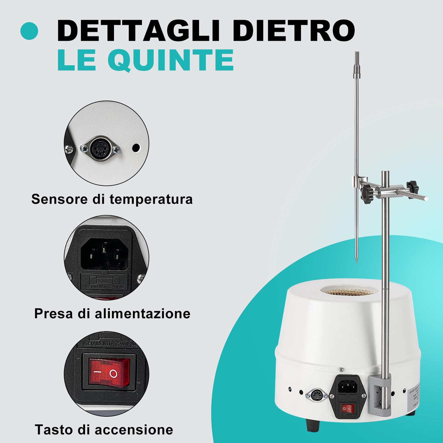 JOANLAB Mantello Riscaldante Magnetico da 1000ml, Agitatore Magnetico da Laboratorio Termostato 350W, Display Digitale, Sonda Temperatura e Timer