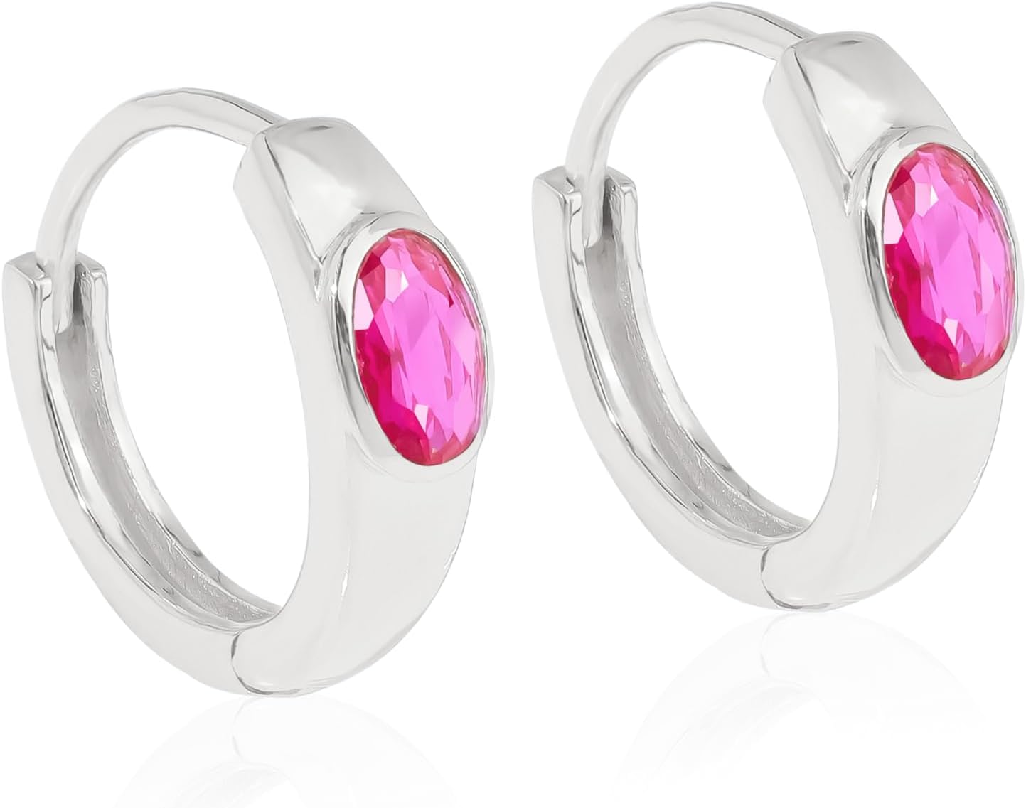 YoTreasure 14K Gold Plated over Sterling Silver Birthstone Hoop Earrings | Lightweight Hoop Earrings for Women| 925 Sterling Silver Birthstone Earrings Jewelry