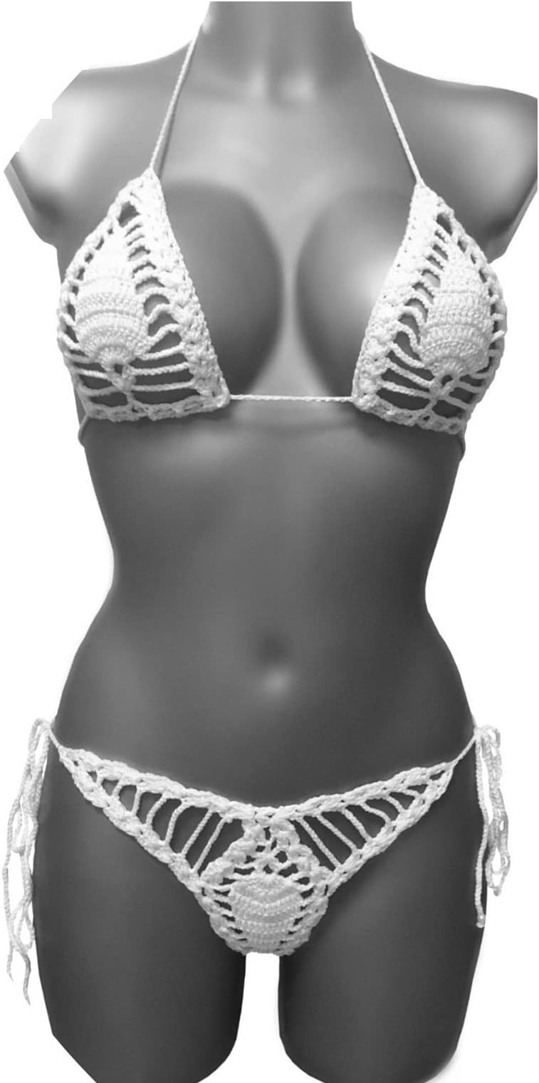 Brazilian Micro Bikini - String swimsuits for women Extreme bathing Suit set Crochet Micro G-String mesh see through Y back thong