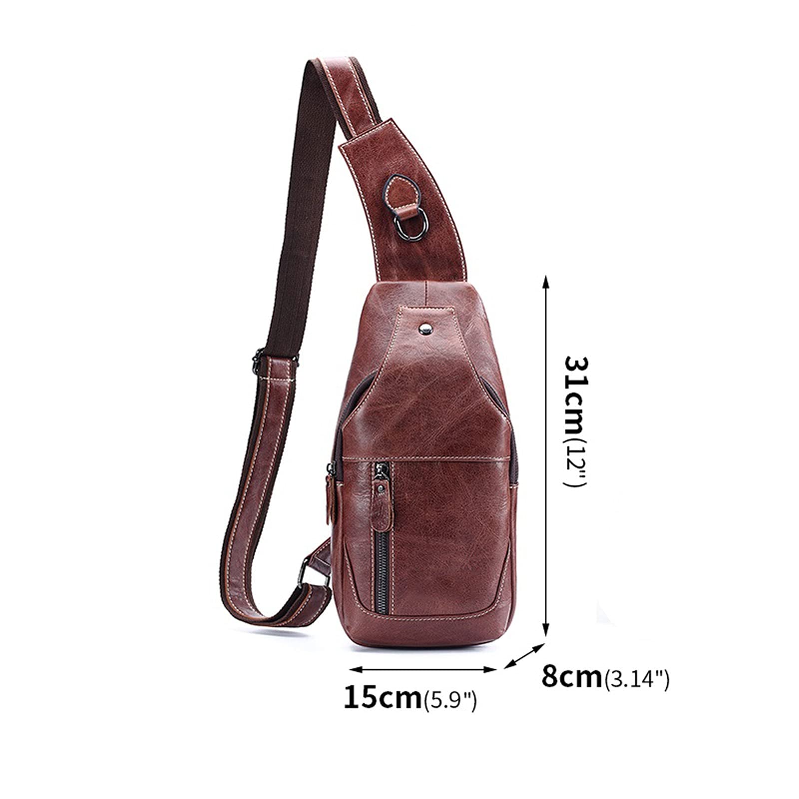 Umhängetasche für Herren, Messenger-Tasche, Leder, Vintage-Stil, Umhängetasche, Business-Umhängetasche, lässiger Brustbeutel