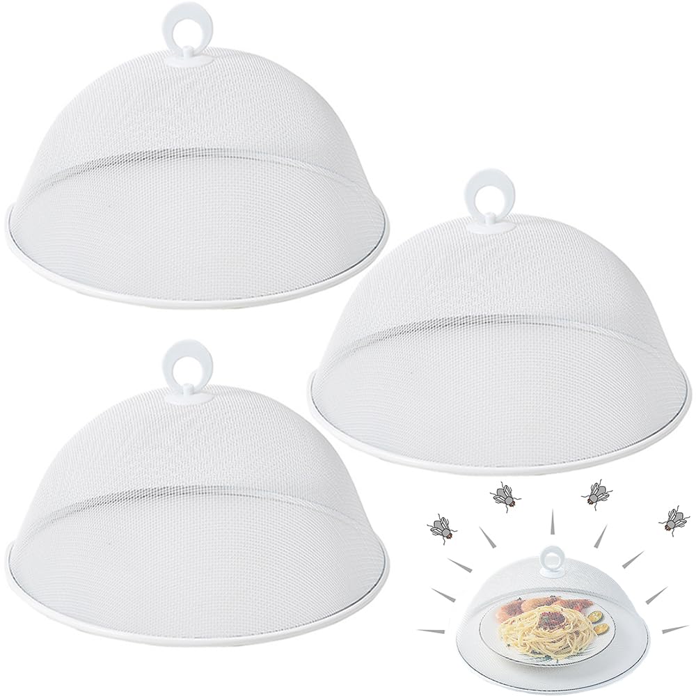 Set 3 Copri Cibo In Rete Metallica - Tenda Protettiva Per Alimenti, Bianco - Foto 4